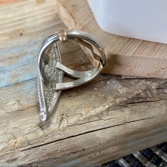 Vintage Native American Zuni Inlaid Turquoise & Coral Chip LONG Narrow Ring - Picture 4 of 8